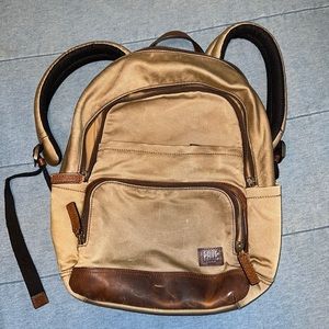 Frye canvas backpack with leather trim.